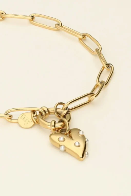 Armband Met Groot Hart En Parels