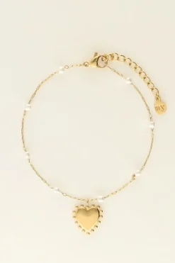 Armband Met Hartjes Bedel En Parels