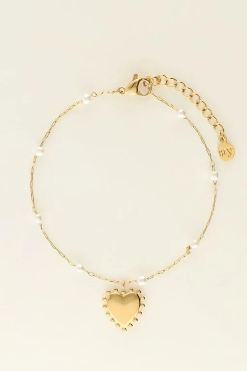 Armband Met Hartjes Bedel En Parels