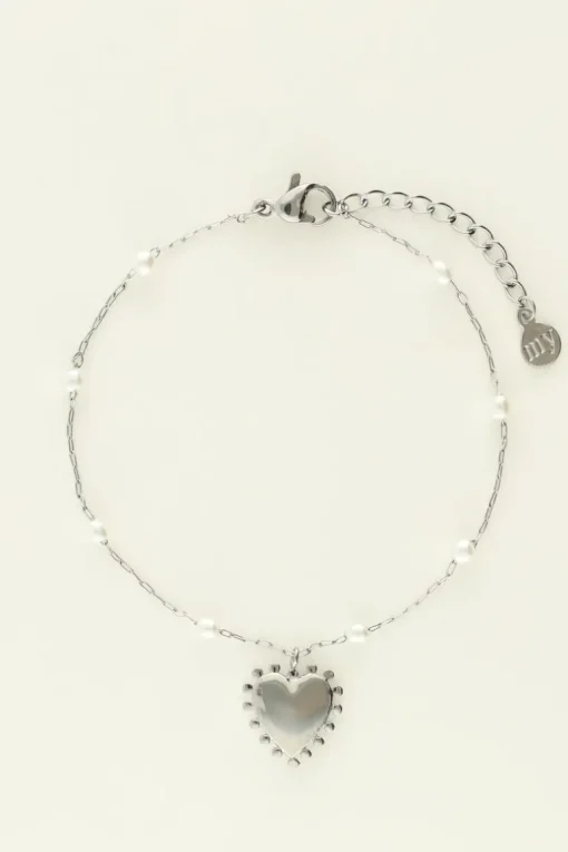Armband Met Hartjes Bedel En Parels
