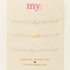 Armbanden Set Hartjes Twee Zilver En één Goud