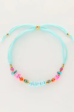 Art Blauwe Koord Armband Met Kralen