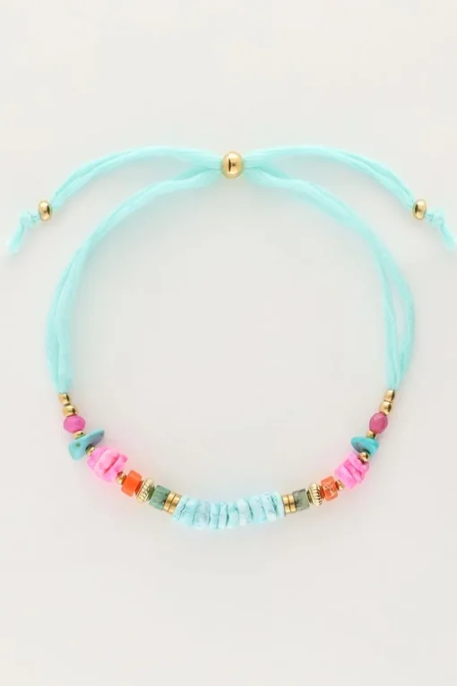 Art Blauwe Koord Armband Met Kralen