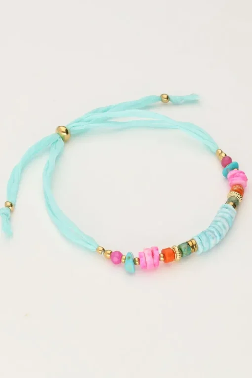 Art Blauwe Koord Armband Met Kralen