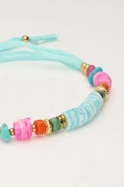 Art Blauwe Koord Armband Met Kralen