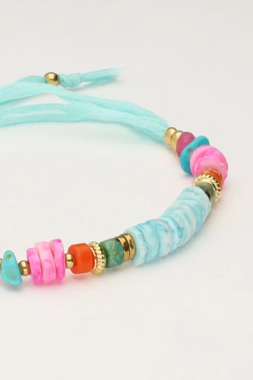 Art Blauwe Koord Armband Met Kralen