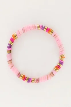 Art Elastieken Armband Met Roze Kralen