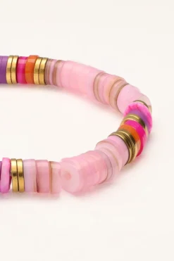 Art Elastieken Armband Met Roze Kralen