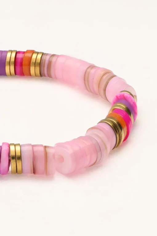 Art Elastieken Armband Met Roze Kralen