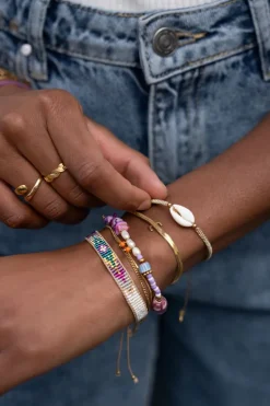 Art Gouden Koord Armband Met Schelp