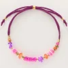 Art Paarse Koord Armband Met Roze Kralen