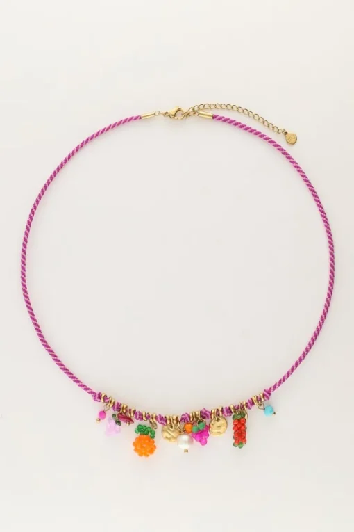 Art Paarse Touw Ketting Tutti Frutti