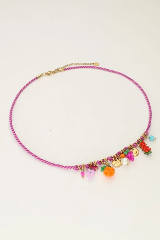 Art Paarse Touw Ketting Tutti Frutti