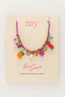 Art Paarse Touw Ketting Tutti Frutti