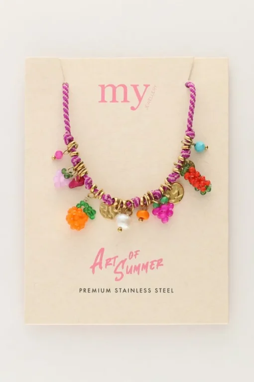 Art Paarse Touw Ketting Tutti Frutti