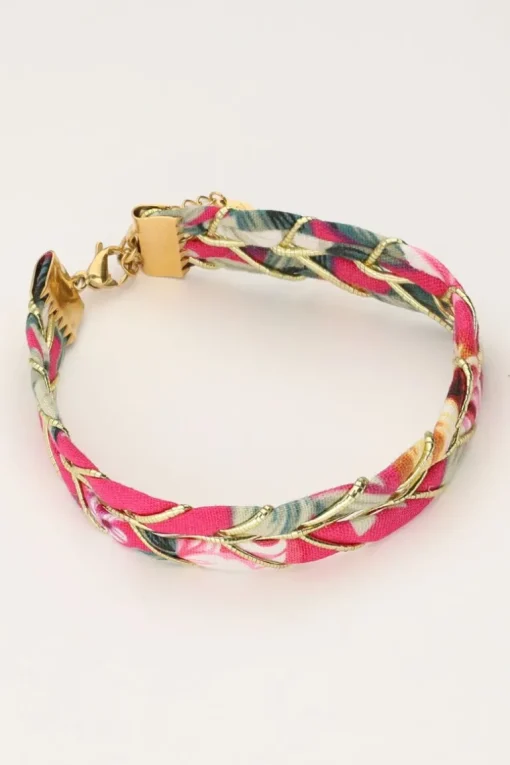 Art Roze Armband Met Gevlochten Look