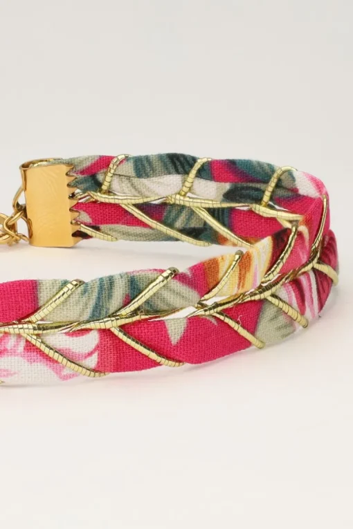 Art Roze Armband Met Gevlochten Look