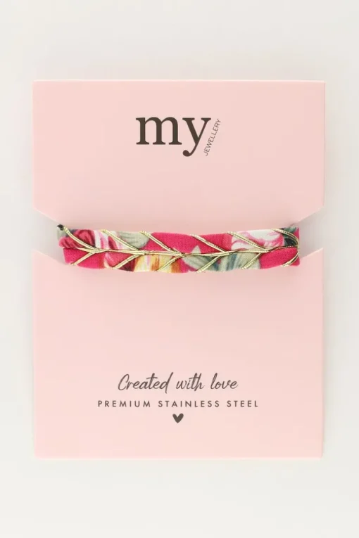 Art Roze Armband Met Gevlochten Look