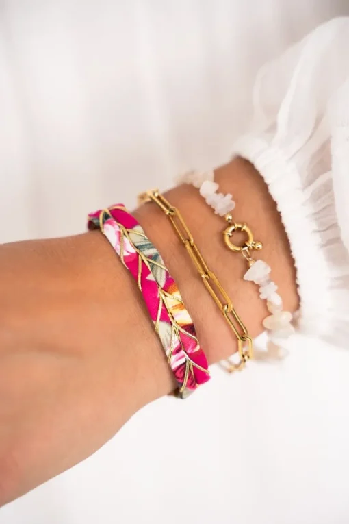 Art Roze Armband Met Gevlochten Look