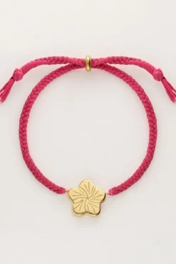Art Roze Koord Armband Met Bloem
