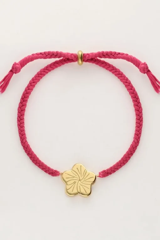 Art Roze Koord Armband Met Bloem