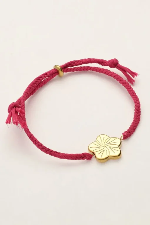 Art Roze Koord Armband Met Bloem