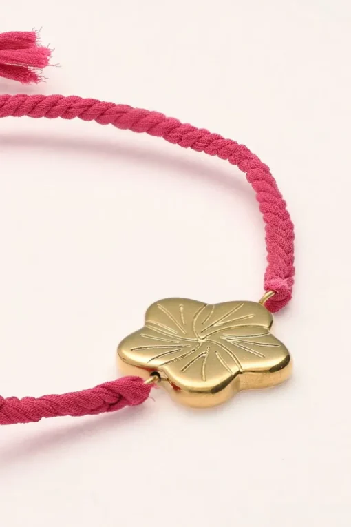 Art Roze Koord Armband Met Bloem