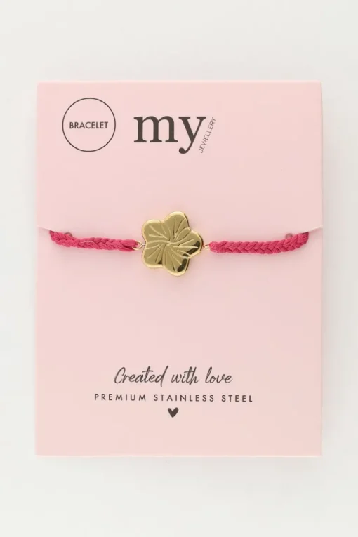 Art Roze Koord Armband Met Bloem