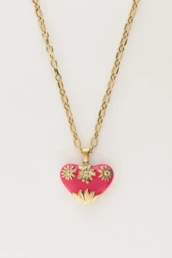 Art Schakelketting Met Roze Vintage Hart