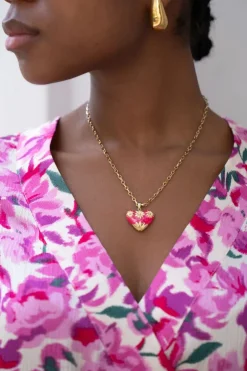 Art Schakelketting Met Roze Vintage Hart