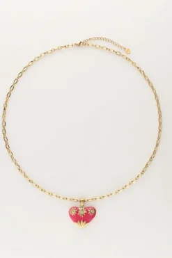 Art Schakelketting Met Roze Vintage Hart