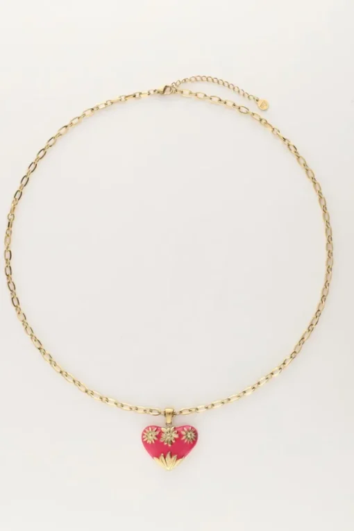 Art Schakelketting Met Roze Vintage Hart