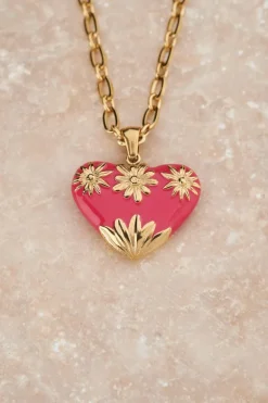 Art Schakelketting Met Roze Vintage Hart
