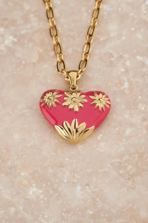 Art Schakelketting Met Roze Vintage Hart