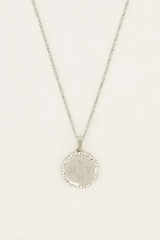 Atelier Lange Ketting Met Ronde Strass Bedel