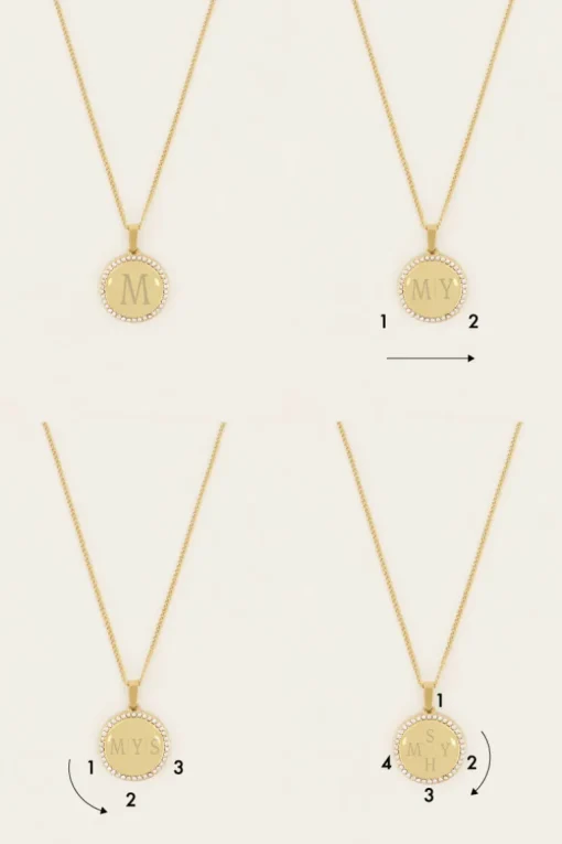 Atelier Lange Ketting Met Ronde Strass Bedel