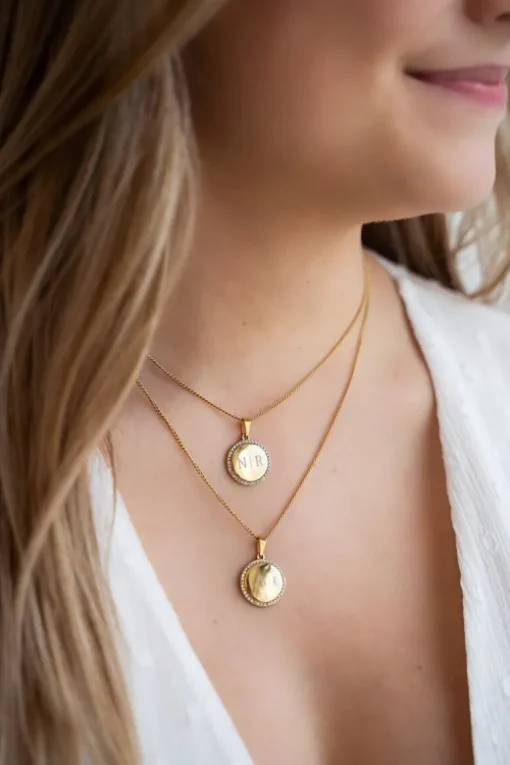 Atelier Lange Ketting Met Ronde Strass Bedel