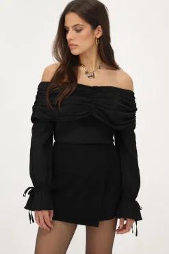 Basic Zwarte Skort Met Overslag