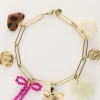 Bedelarmband Met Schakel En Multikleur Bloemen Bedels