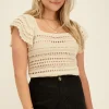 Beige Ajour Crop Top