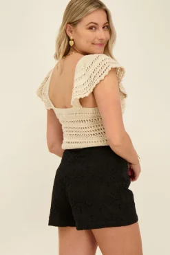Beige Ajour Crop Top