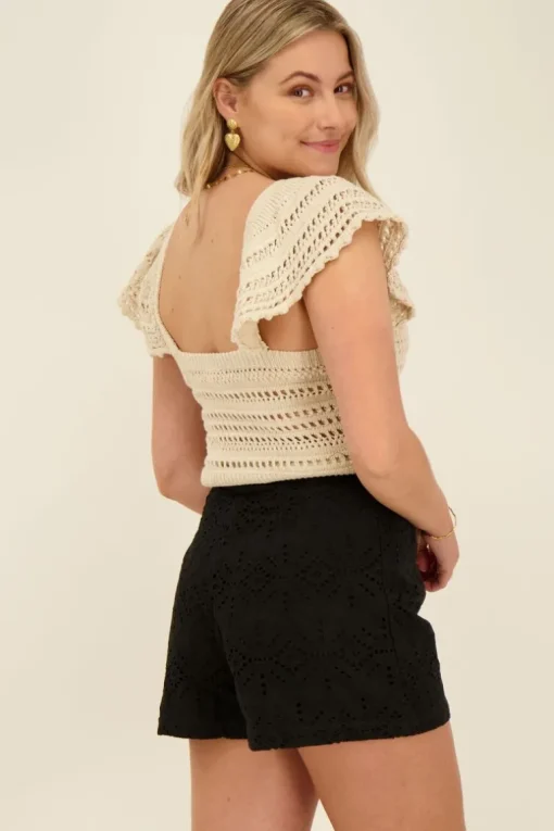 Beige Ajour Crop Top