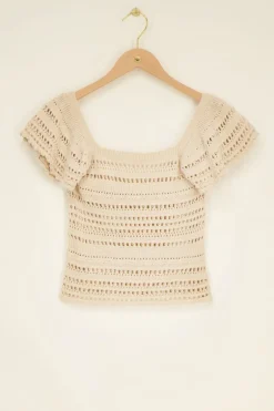 Beige Ajour Crop Top