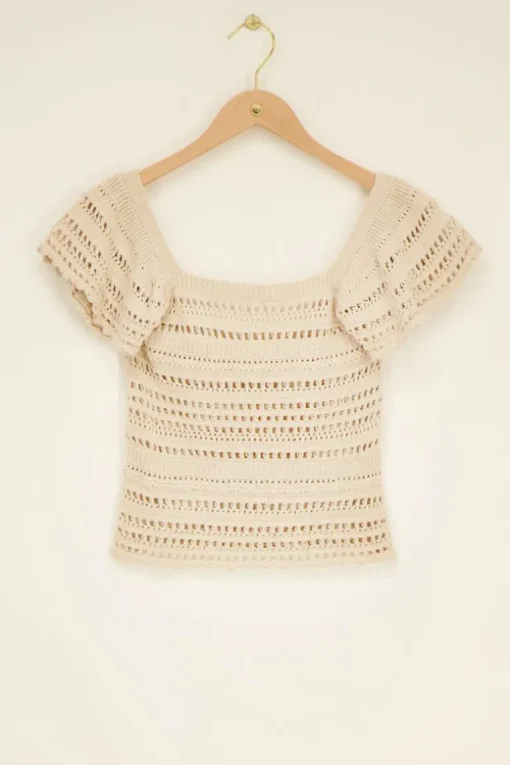 Beige Ajour Crop Top