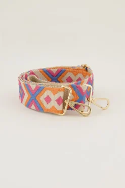 Beige Bag Strap Met Gekleurd Patroon