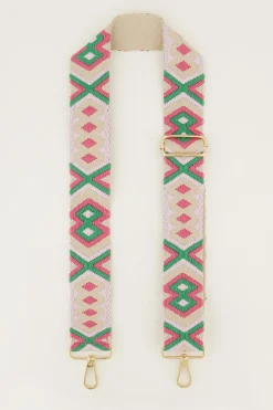 Beige Bag Strap Met Roze En Groen