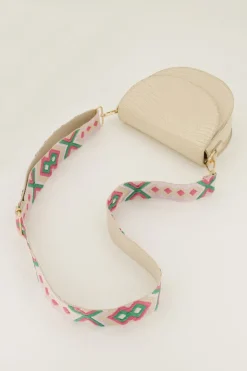 Beige Bag Strap Met Roze En Groen
