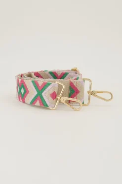 Beige Bag Strap Met Roze En Groen