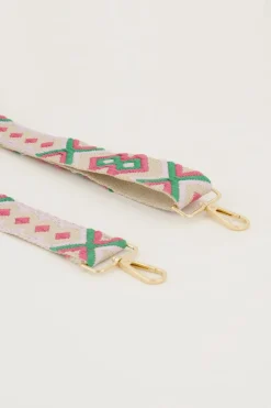 Beige Bag Strap Met Roze En Groen