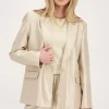 Beige Blazer Satijnen Look